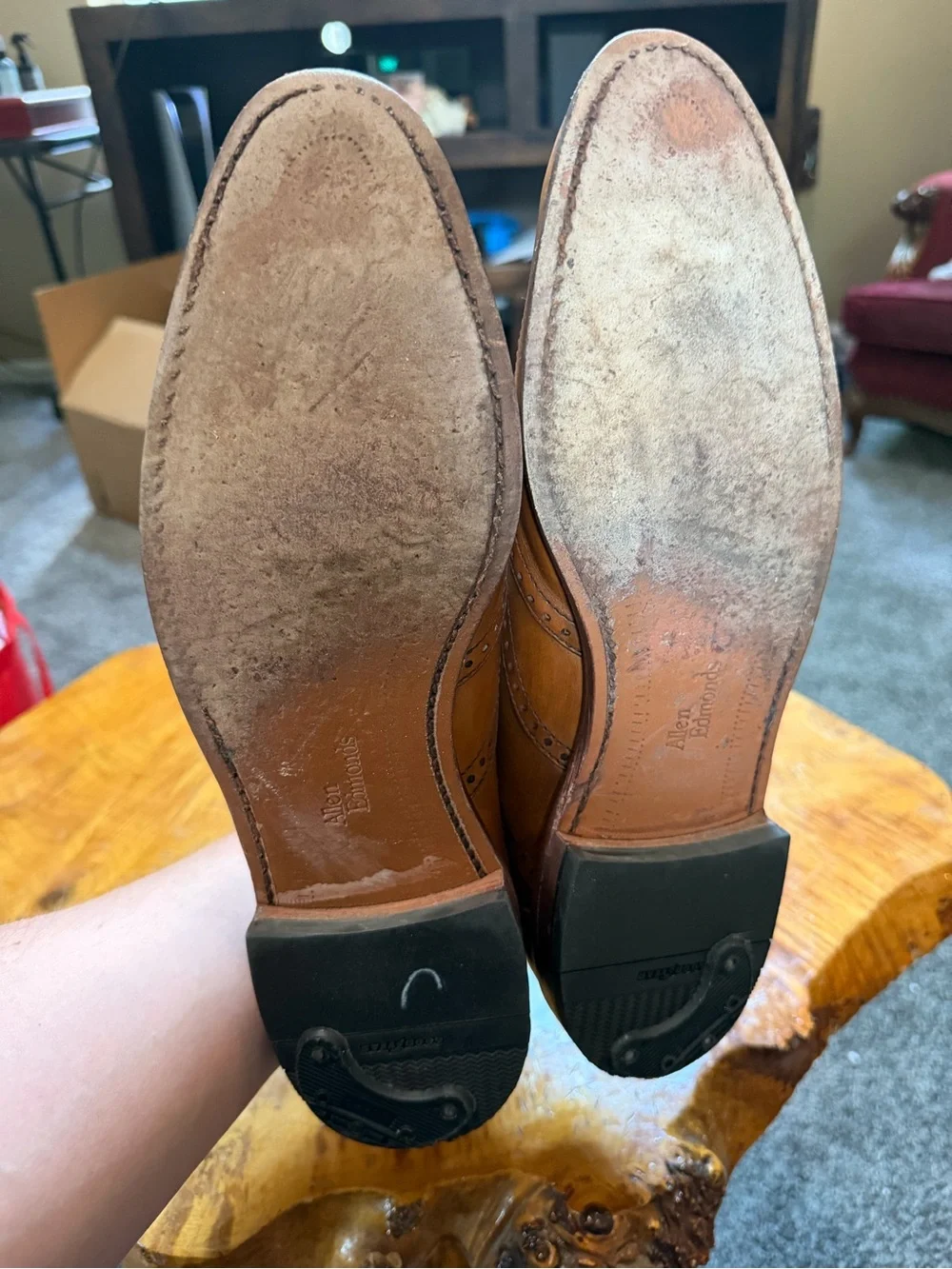 Allen Edmonds McClain Men's Wingtip Oxford Shoes Walnut Brown Leather Size 11.5D